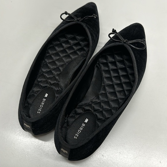 Birdies Goldfinch Velvet Pointed Toe Ballet Flat in Caviar Velvet Black Size 7.5 - Picture 3 of 9